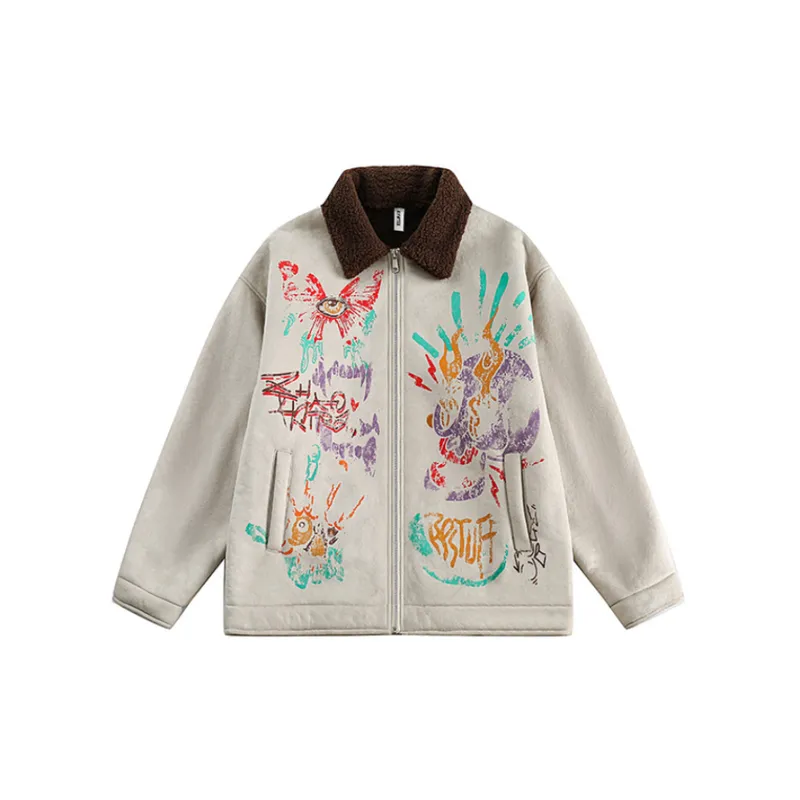 Contrast Color Lapel Cotton Coat-0