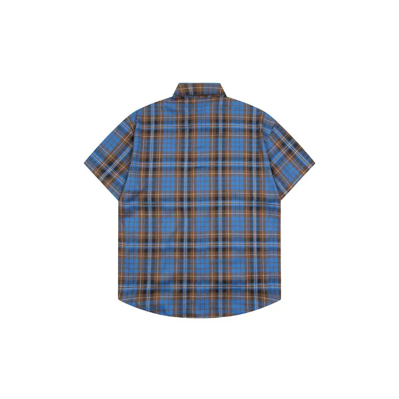 Retro Contrast Color Plaid T Shirt-9