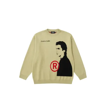 Vintage Figure Jacquard High Street Hip Hop Loose Sweater