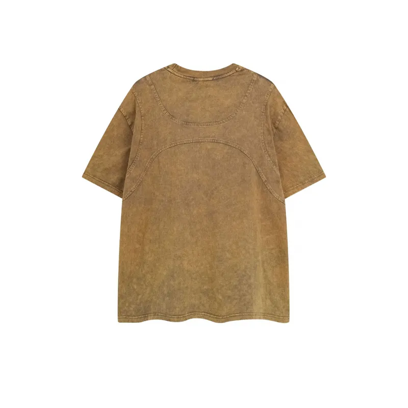 Heavy Stitching Embroidery Distressed T Shirt-3