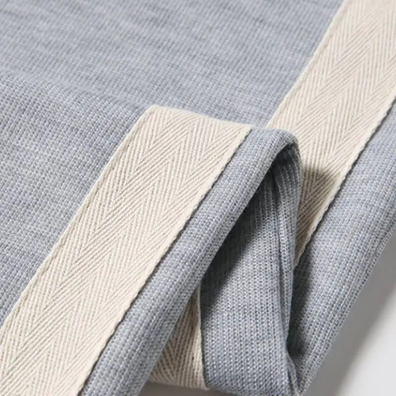 Basics Loose Cotton Like Fabric Casual Pants-4