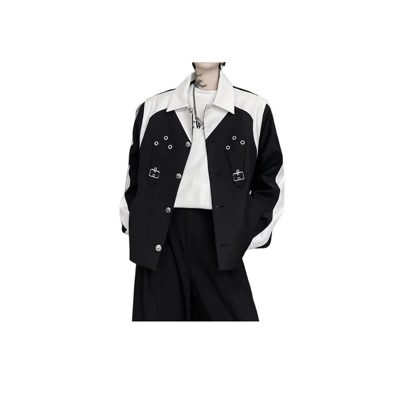 Black and White Stitching Contrast Color Jacket-2