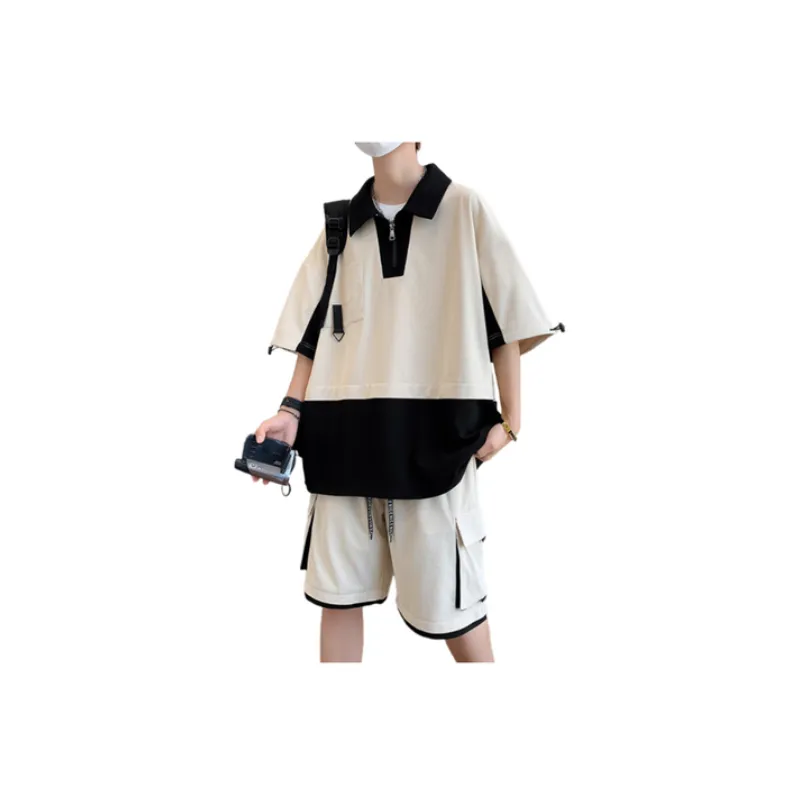 College Style Short Sleeved Casual Suit-0