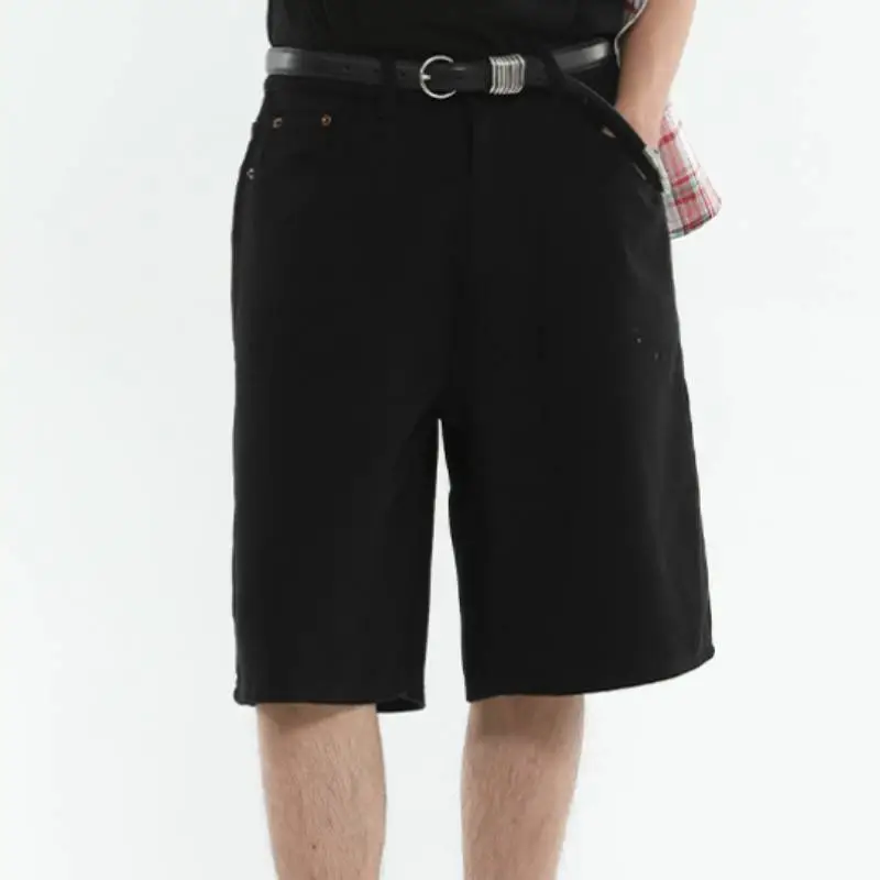 Simple Loose Denim Shorts Unisex-4