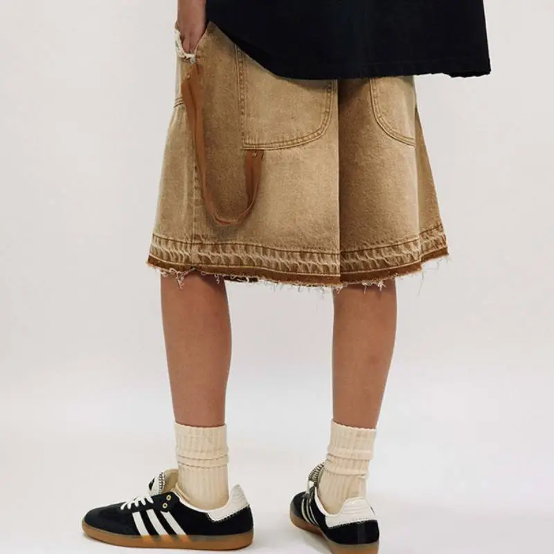 Casual Plain Denim Shorts-3