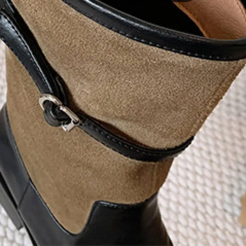 Retro Contrast Color Ankle Boots-4