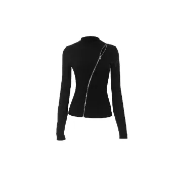 Fashionable Zipper T Shirt Women