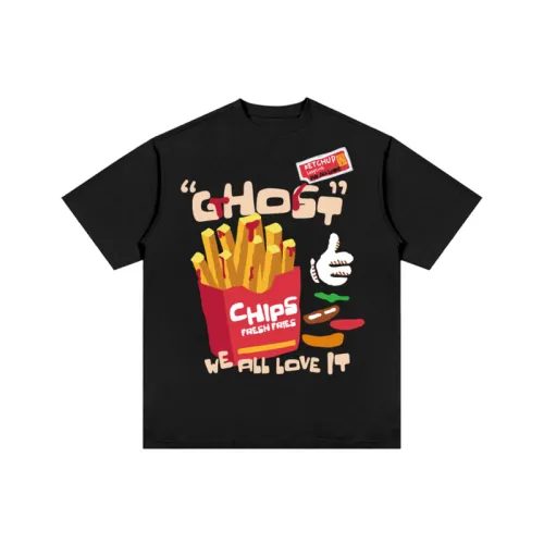 French Fries Printed Loose Shoulder T-shirt