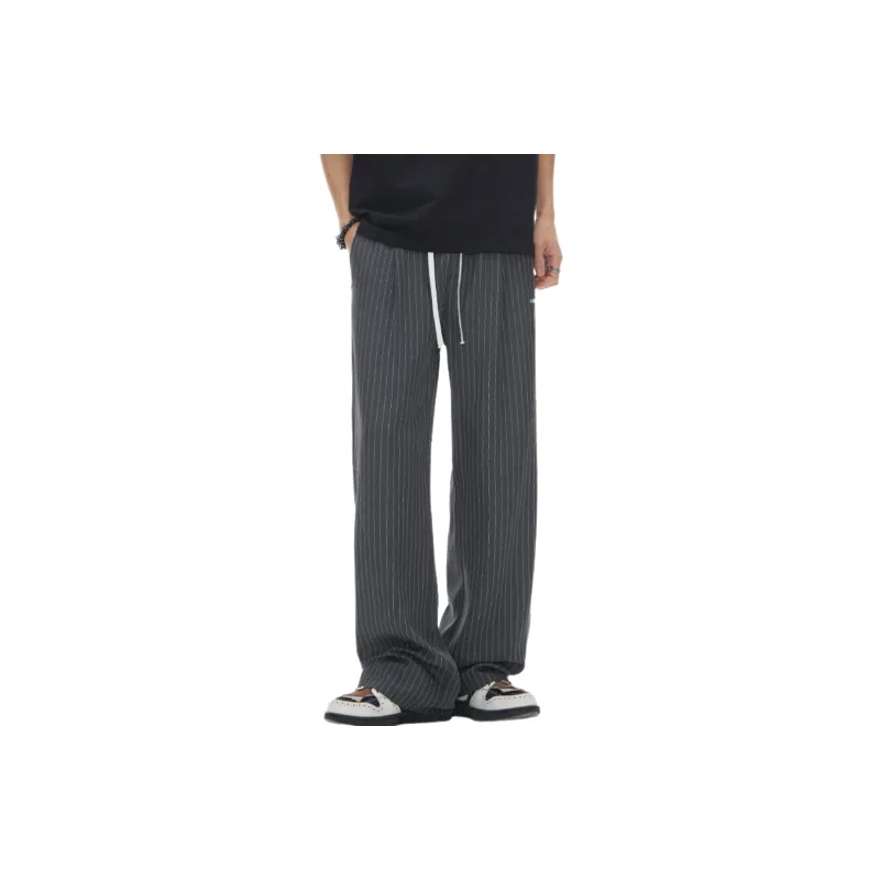 Simple Loose Blended Synthetic Fabrics Casual Pants-1