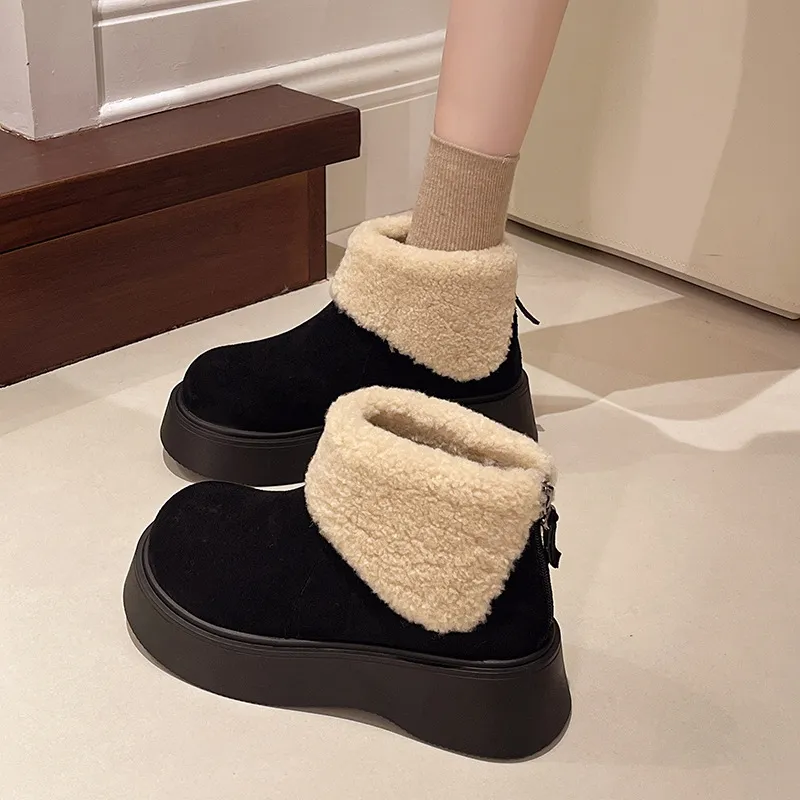 Fashion Zipper Snow Boots-1