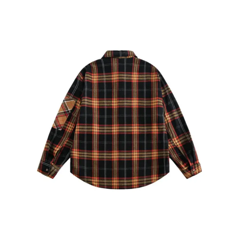 New Style Retro Plaid Patched Shirt-1