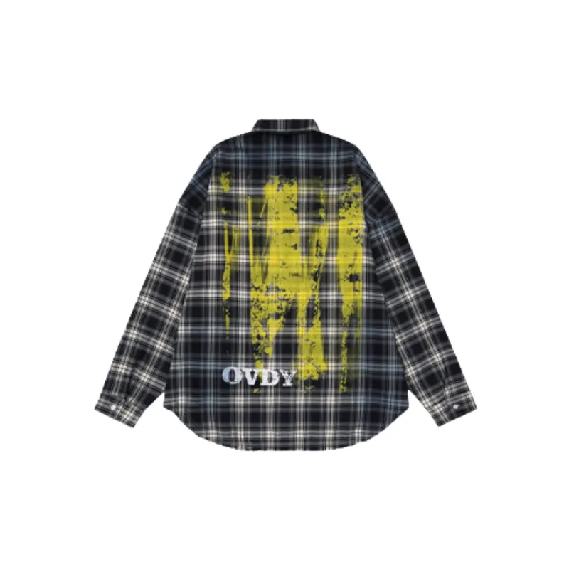 Classic Retro Long Sleeve Spray painted Shirt-1