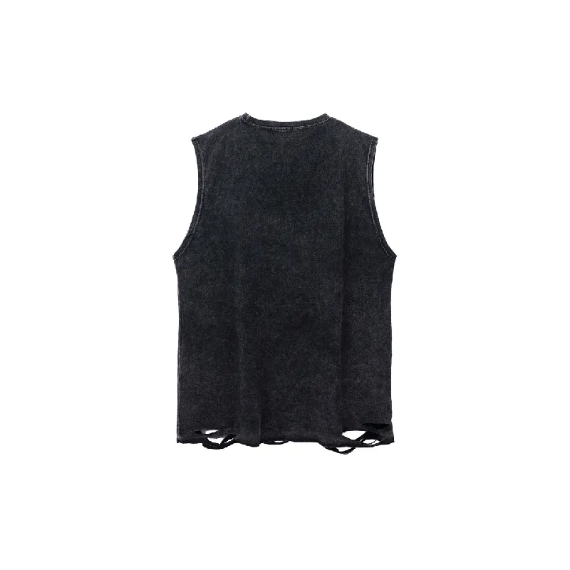 Street Retro Cotton Blended Fabric Vest-1