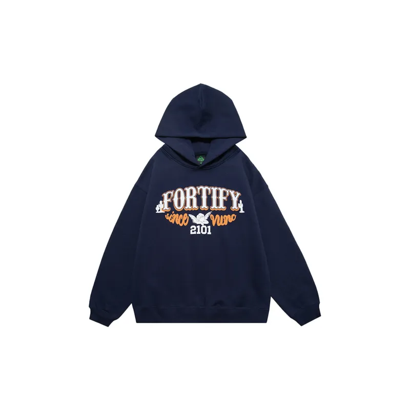 Fleece lined Thickened Letter Hoodie-0
