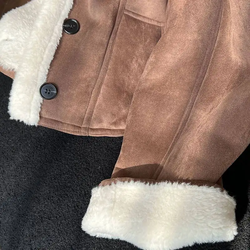 Fashionable Loose Suede Fabric Jacket-3