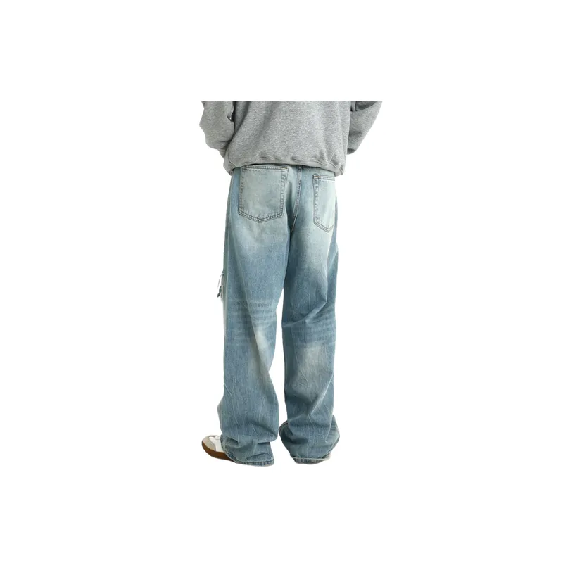 Retro Washed Straight Leg Jeans-2