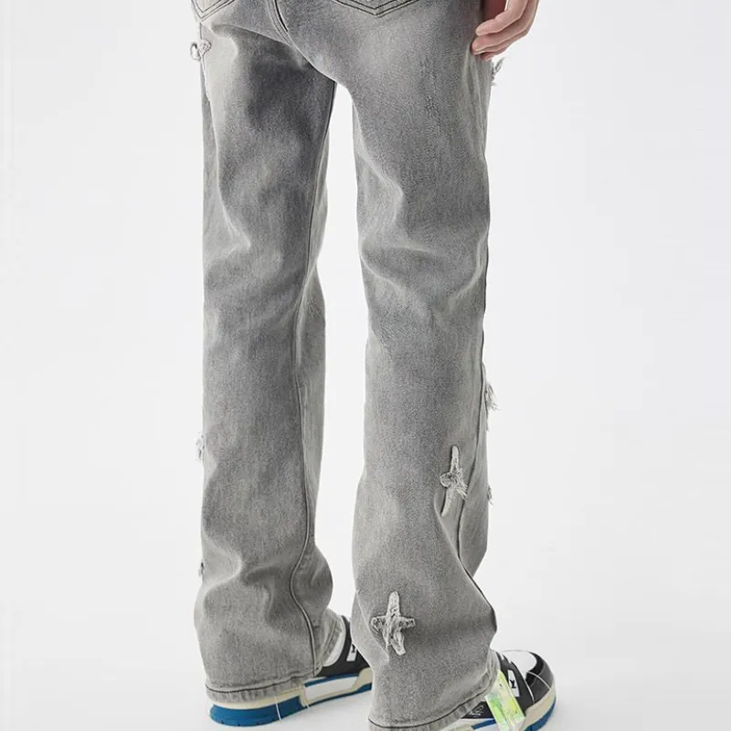 Retro Washed Embroidery Jeans-3