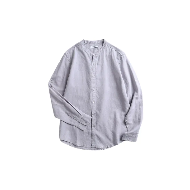 Retro Simple Linen Blend Fabric Shirt-0