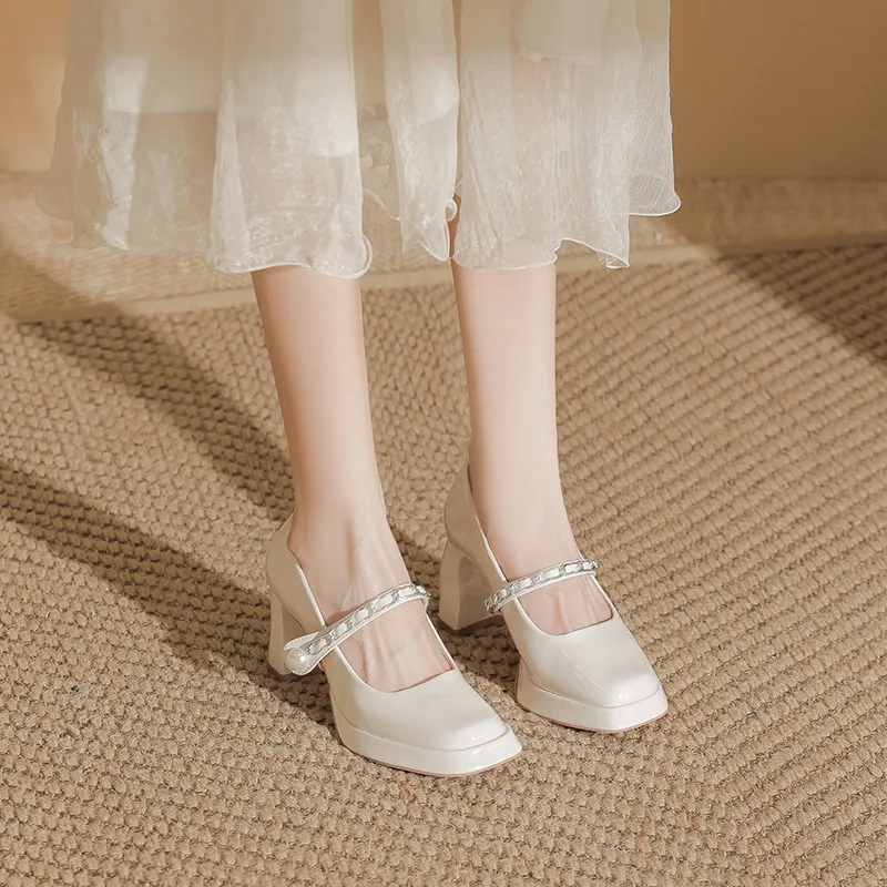 Fashionable Pearls Mary Jane Shoes-2