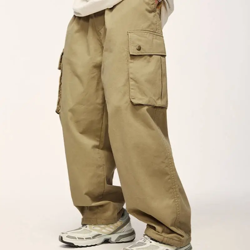 Loose Simple 100% Cotton Cargo Pants-1