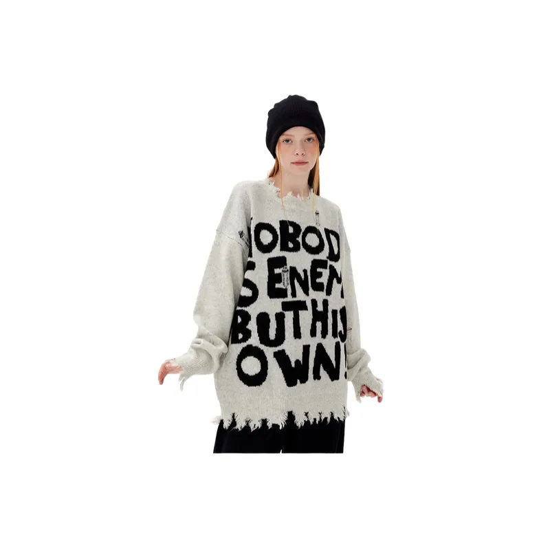 Street Distress Polyester Sweater-7