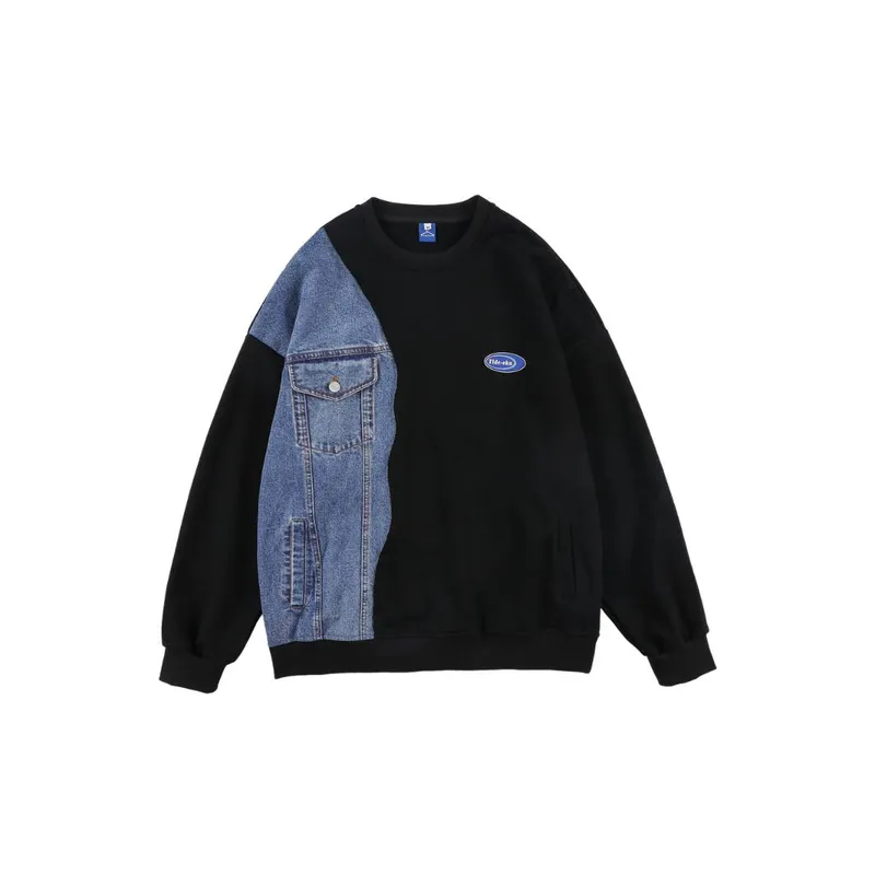Denim Stitching Sweatshirt-0