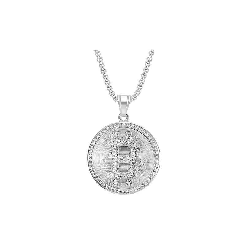 Hip Hop Gold Plated Bitcoin Pendant-0