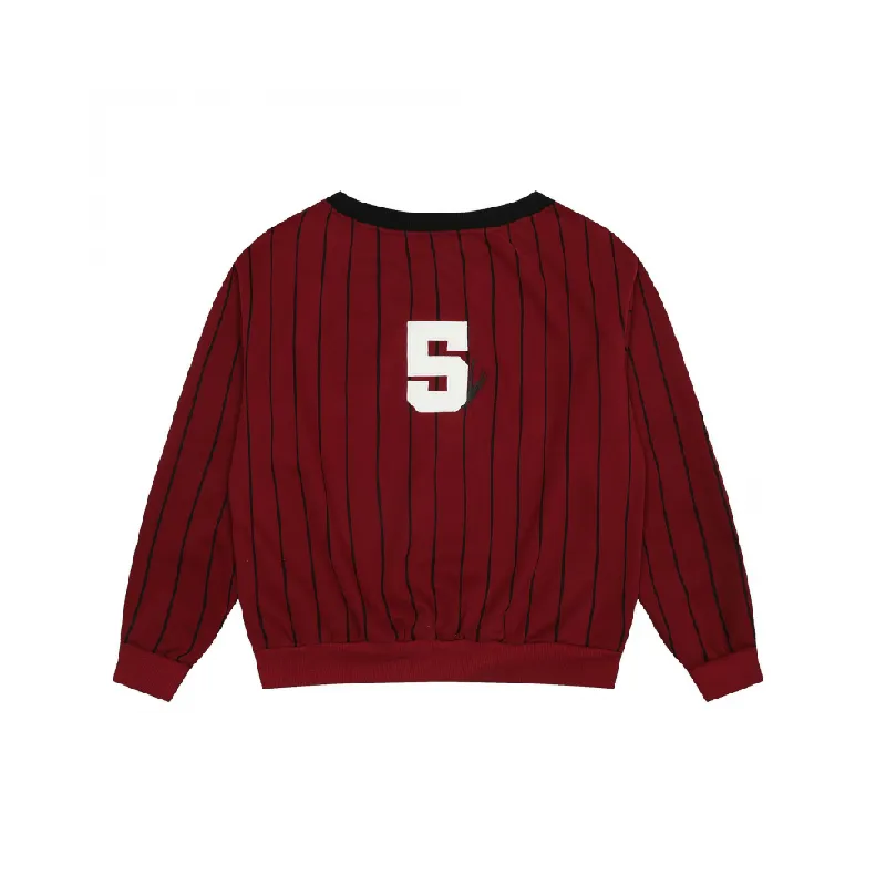 Sports Embroidered Letter Striped Cotton Sweatshirt Women-1