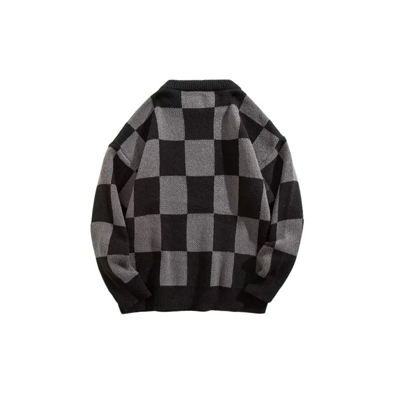 Plaid Loose Sweater-1
