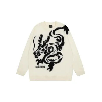Tide Street Coloring Dragon Alphabet Jacquard Crewneck Sweater
