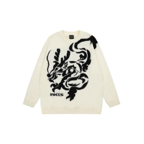 Tide Street Coloring Dragon Alphabet Jacquard Crewneck Sweater