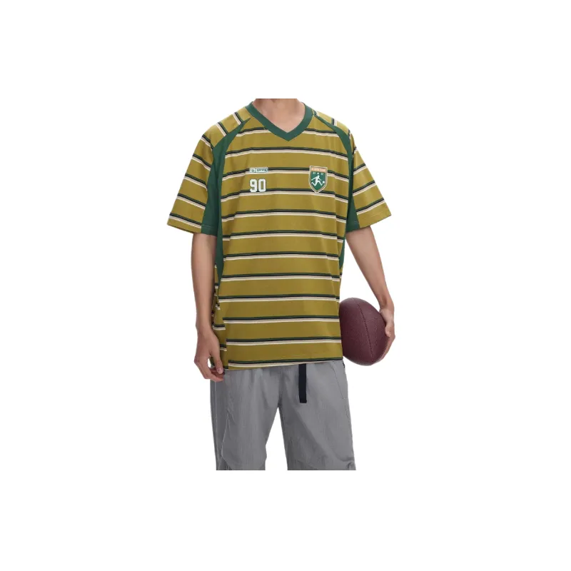 Retro Striped Cotton Blended Fabric T Shirt Unisex-2