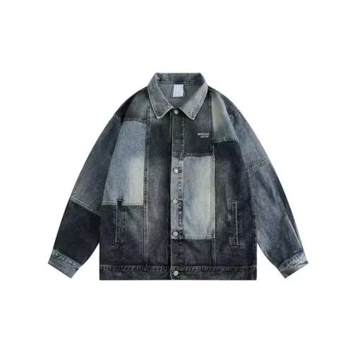 Contrast Color Washed Old Hiphop Casual Loose Denim Jacket