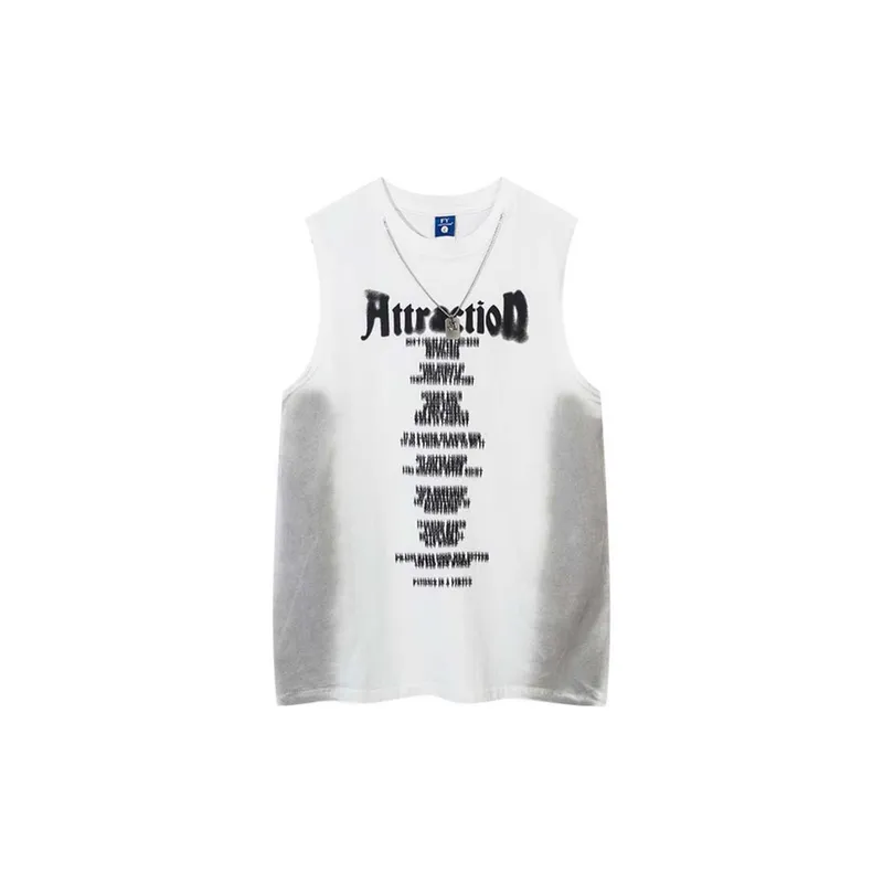 Trendy Loose Sleeveless Letters Printed Round Neck Vest-2