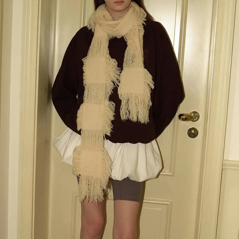 Ripped Hollow Out Knit Scarf-5
