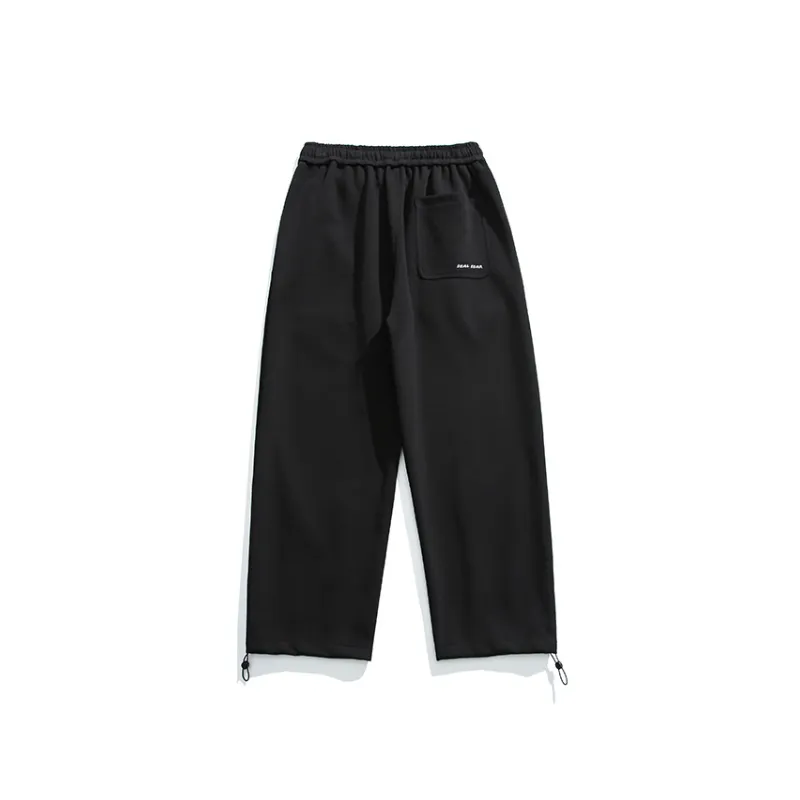 Solid Color Basic Embroidered Casual Pants-5
