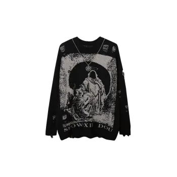 Dark Printed Retro Loose Trendy Knitted Sweater