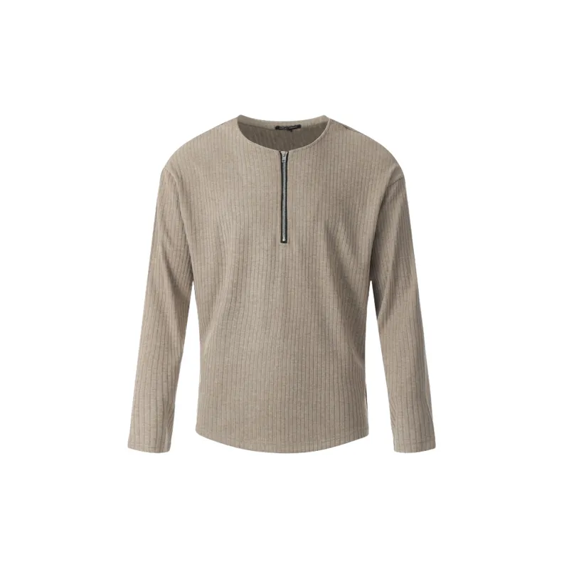 Retro Plain Cotton Blended Fabric Sweater-2