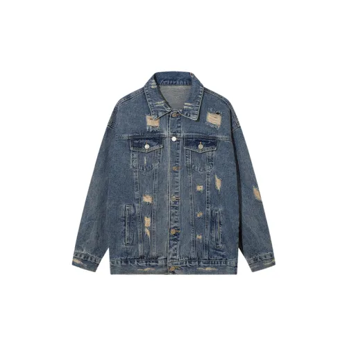 High Street Love Pattern Design Fashion Loose Denim Jacket