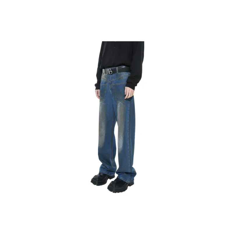 Retro Reverse Casual Distressed Jeans-1
