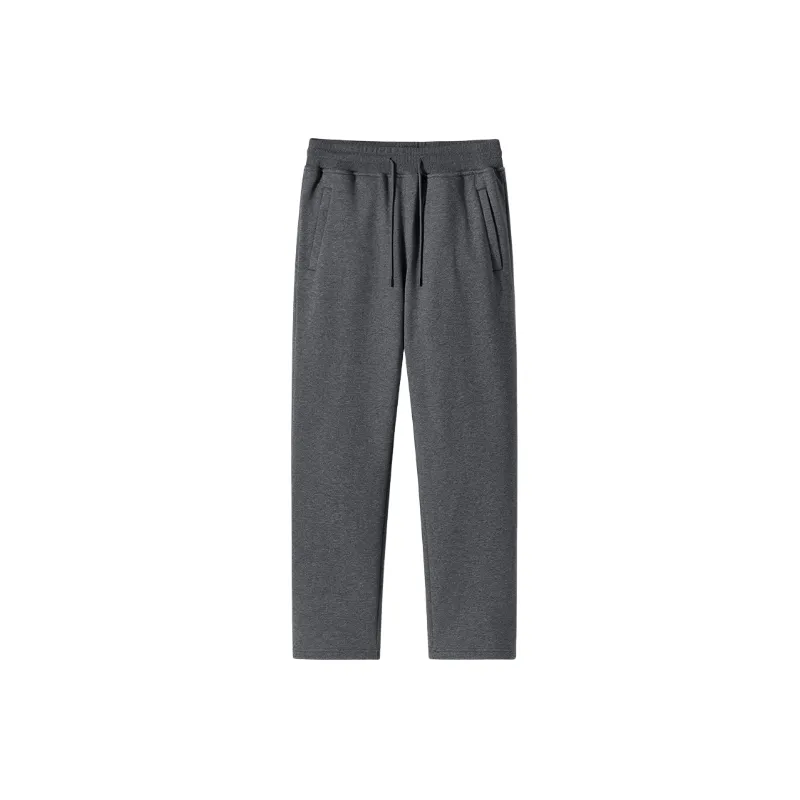 Plain Loose Cotton Blended Fabric Casual Pants Unisex-0