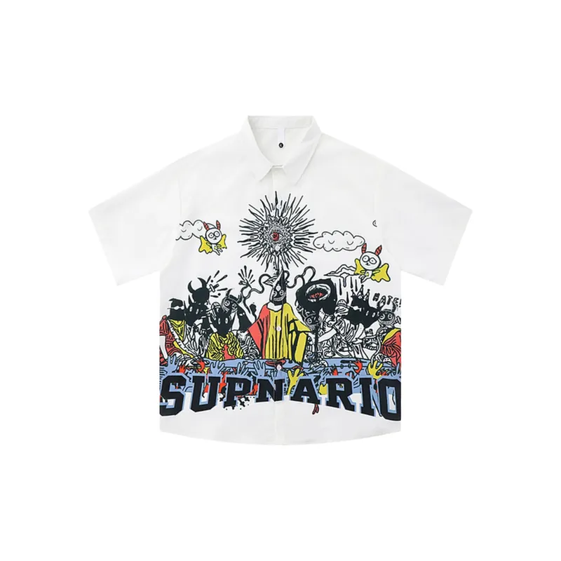 Retro Oil Paint short sleeved Shirt-0