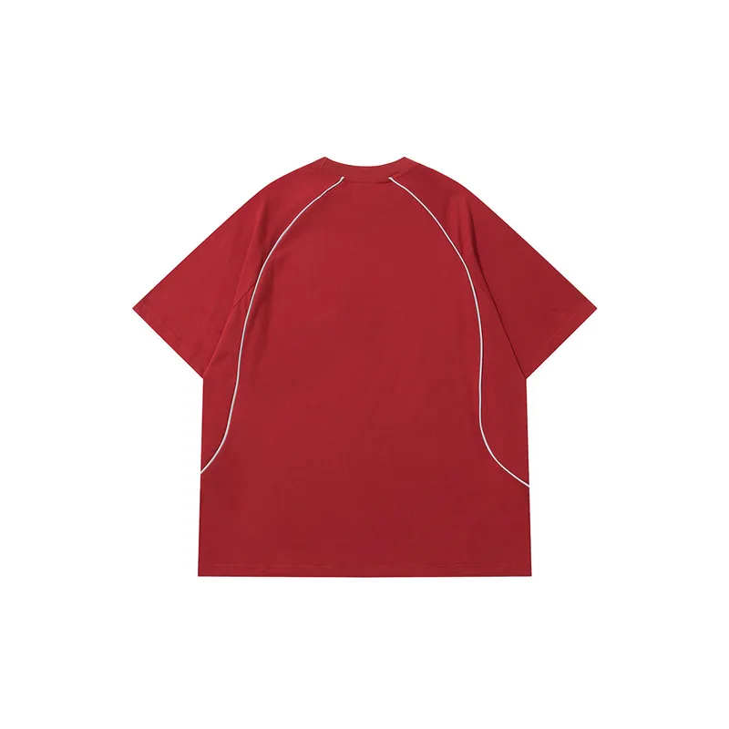 Reflective Strip Niche Racing Style Dark Short sleeved T shirt-1