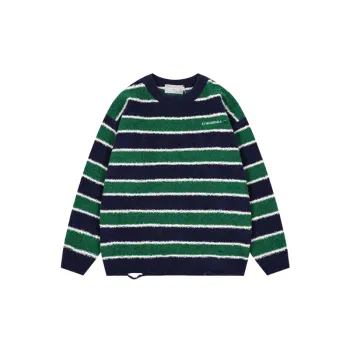 Striped Contrast Color Blended Synthetic Fabrics Sweater