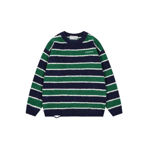 Striped Contrast Color Blended Synthetic Fabrics Sweater