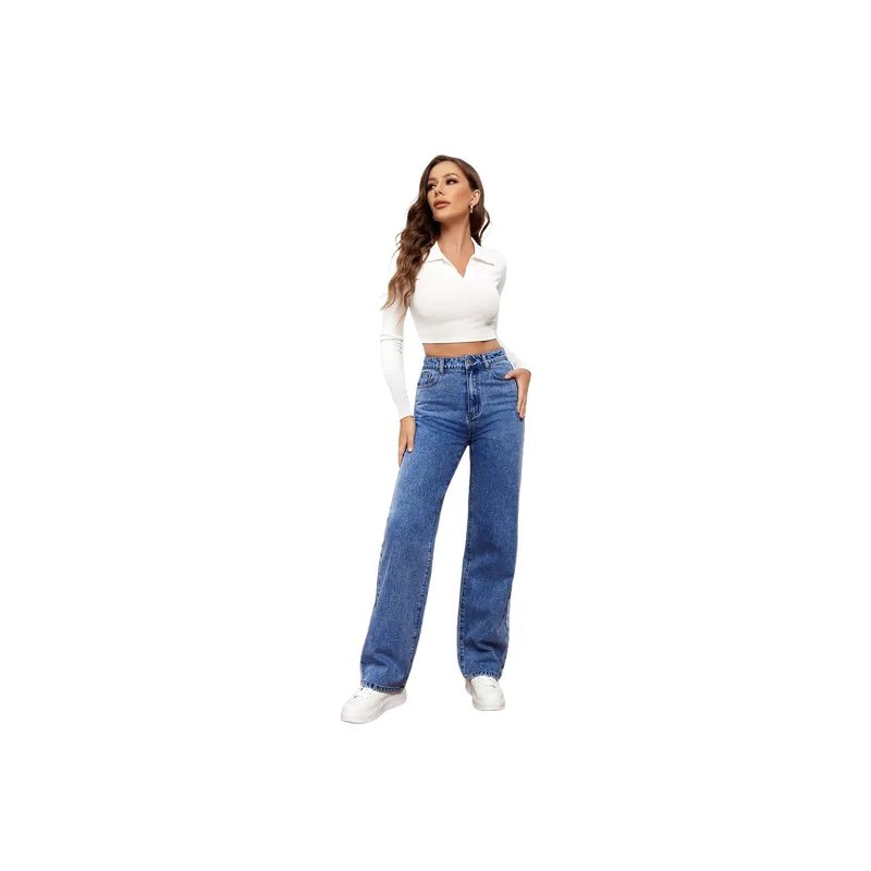 Fashionable Washed Jeans Women-2