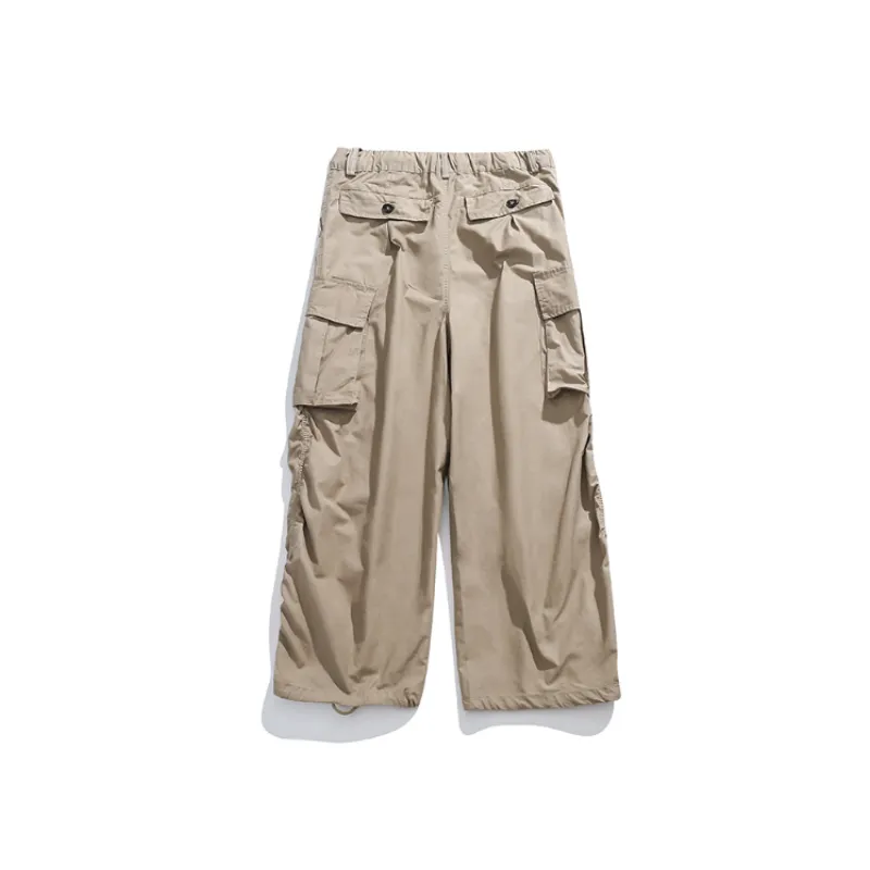 Solid Color Retro Outdoor Loose Casual Straight Pants-1