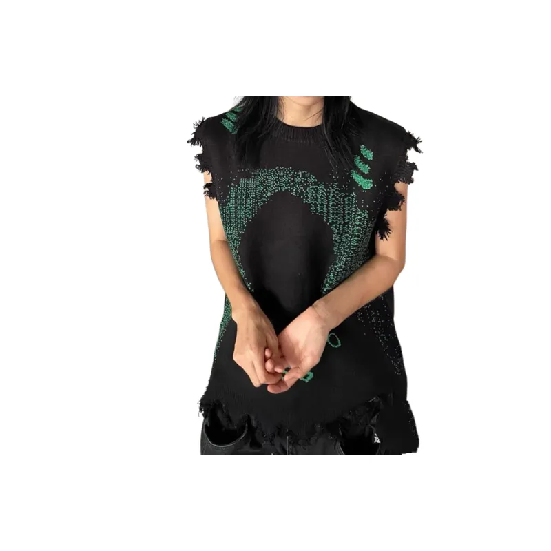 New style Retro Hacker Invades And Destroys Fur edged Vest swag OOTD-9