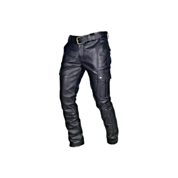 Casual Plain Straight Leg Artificial Leather Pants