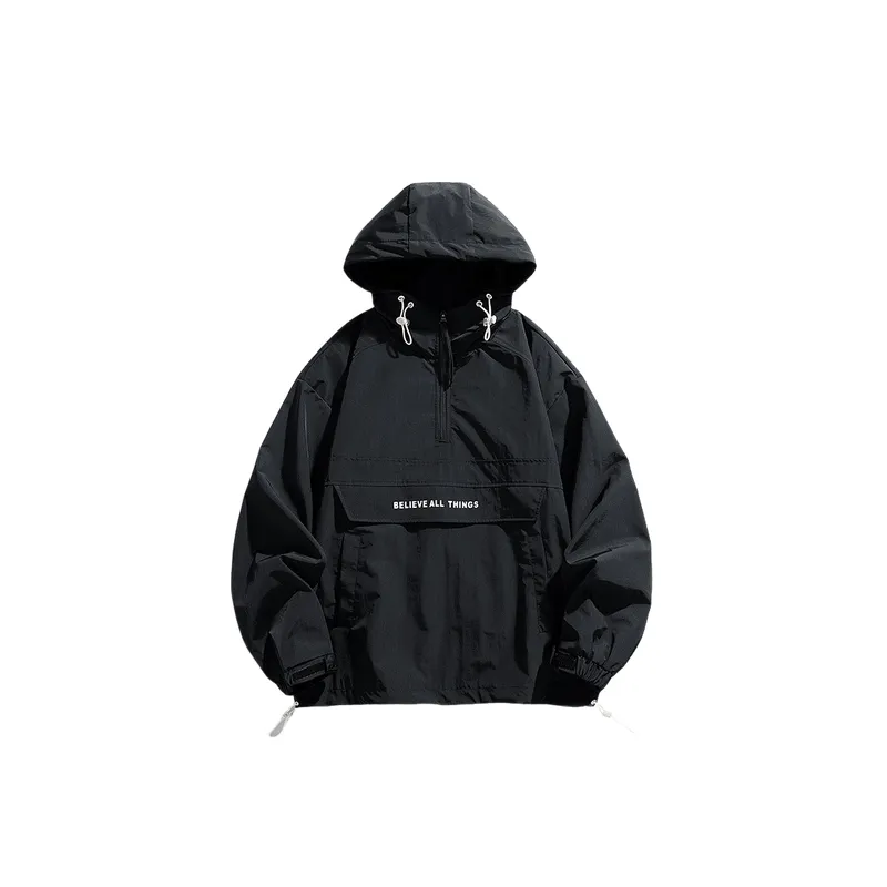 Retro Loose Blended Synthetic Fabrics Outdoor Jacket-0